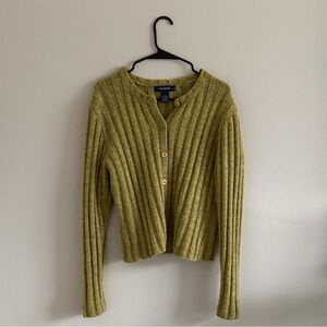 The Limited Green Ribbed Cardigan